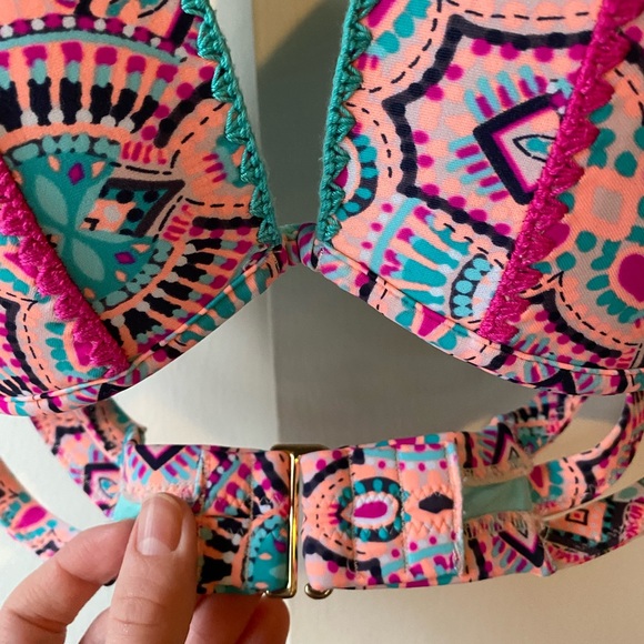 Pretty Pink Blue Swim Top Bikini Top - Picture 3 of 5